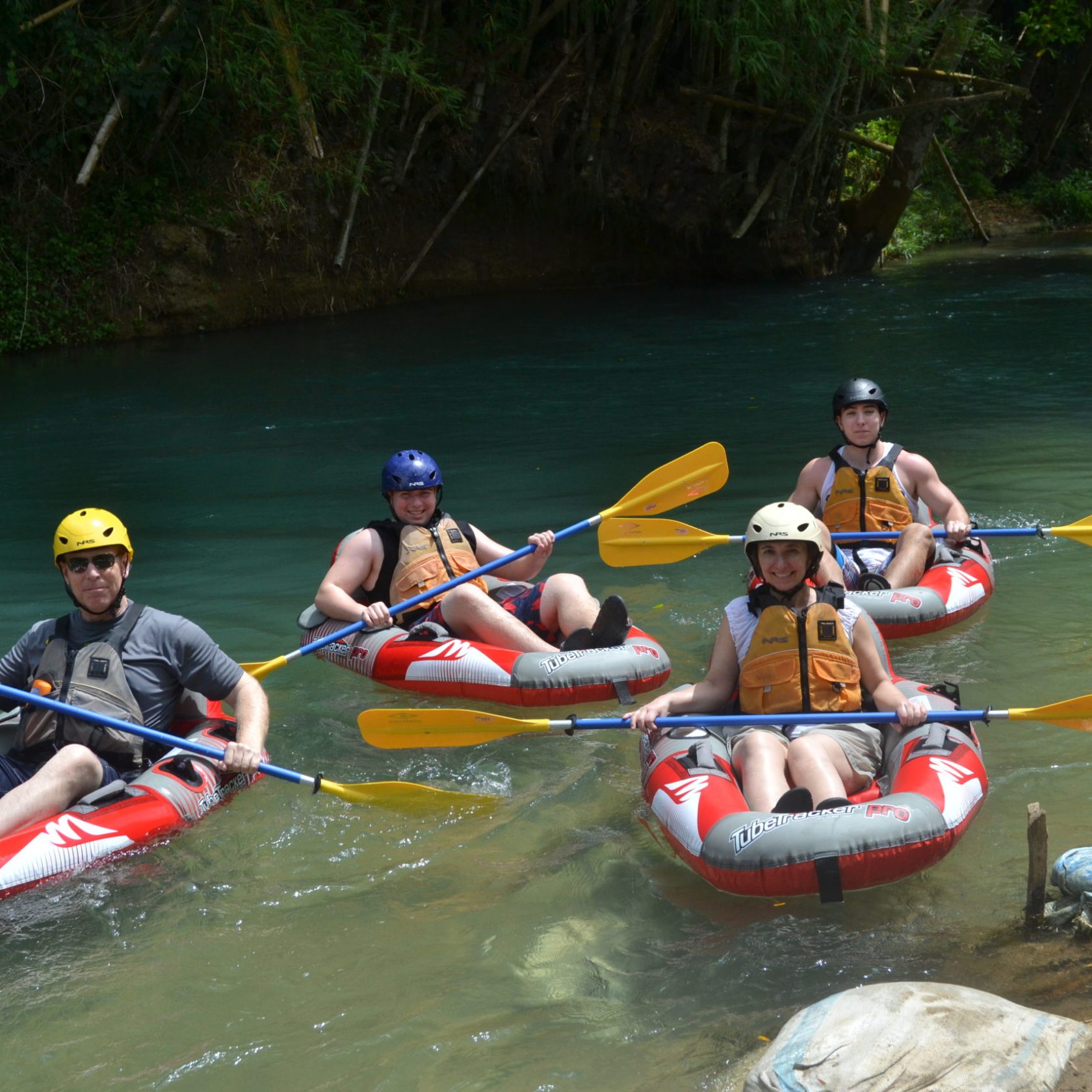 a group of floaters in super tubes